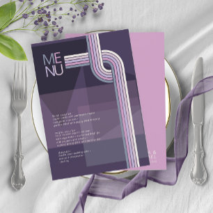 Raffinierte Linien Geometric Wedding Violet ID983 Menükarte