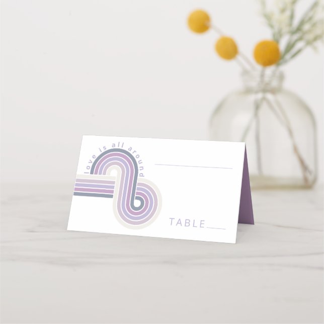 Raffinierte Linien Geometric Wedding Violet ID983 Platzkarte (Vorderseite)