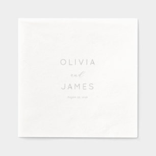 Raffinierte Off-White Minimalistische Namen Servietten Mit Folie