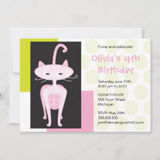 Raffinierte Pink Kitty zum Geburtstag Einladung