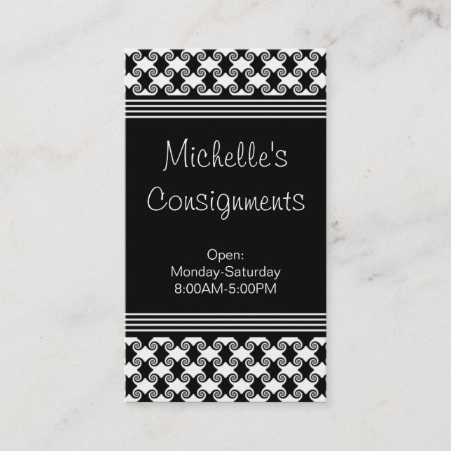 Raffinierte Wirbel Visitenkarte, Schwarz und Weiß Visitenkarte (Vorderseite)