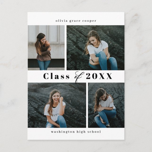 Raffinierter Collage EDITABLE FARBEN Abschluss Pos Postkarte (Vorderseite)