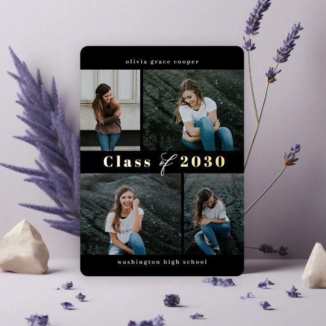 Raffinierter Collage Foil Abschluss EDITABLE COLOR Folieneinladung (Von Creator hochgeladen)