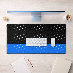 Raffinierter eleganter Dots Bright Blue Black Colo Schreibtischunterlage