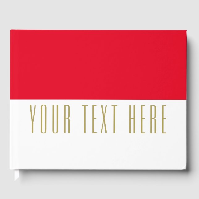 Raffinierter, hellroter Farbblock auf weißem Text Gästebuch (Vorderseite)