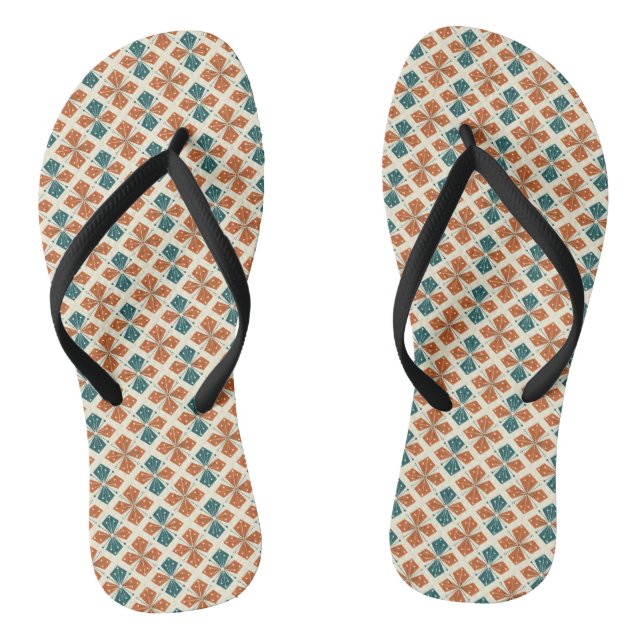 Raffinierter Mid-Century-Modern-Atom-Sternenexplos Flip Flops (Fußbett)