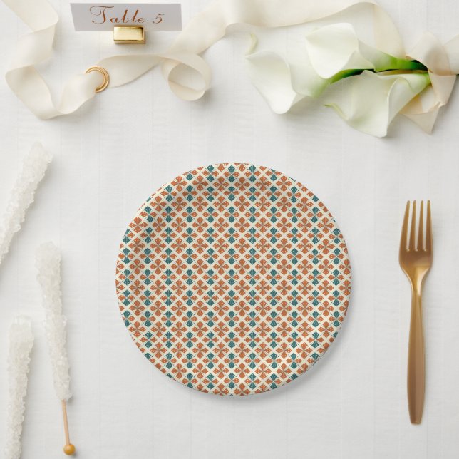 Raffinierter Mid-Century-Modern-Atom-Sternenexplos Pappteller (Hochzeit)