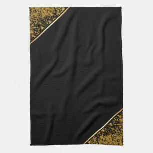 Raffinierter minimalistischer Schwarz-Gold-Ton Geschirrtuch