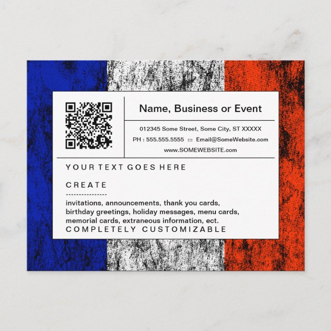 raffinierter QR-Code: France Einladungspostkarte (Vorderseite)