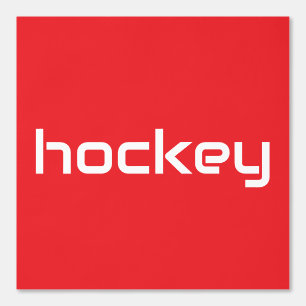 Raffinierter weißer Sleek-HOCKEY-Text auf hellrot Tapete