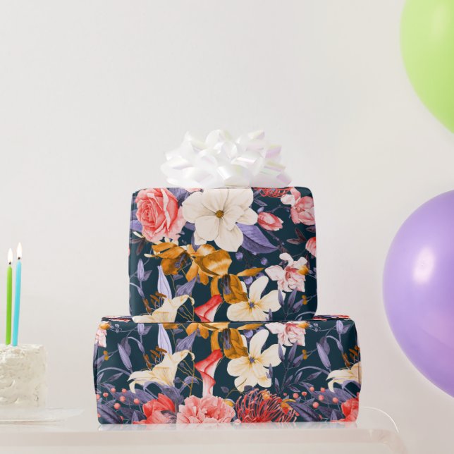Raffiniertes Boho Floral Party Geschenkpapier (Partygeschenke)
