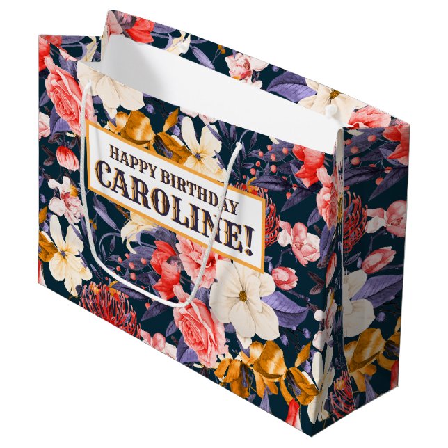 Raffiniertes Boho Floral Party Große Geschenktüte (Vorderseite Schrägansicht)