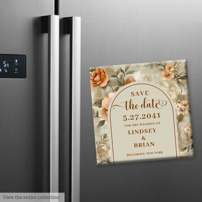 Raffiniertes Boho-Neutral Elfenbein Salbei Heirats Magnet (Sophisticated Boho Neutral Ivory Sage Save Date)