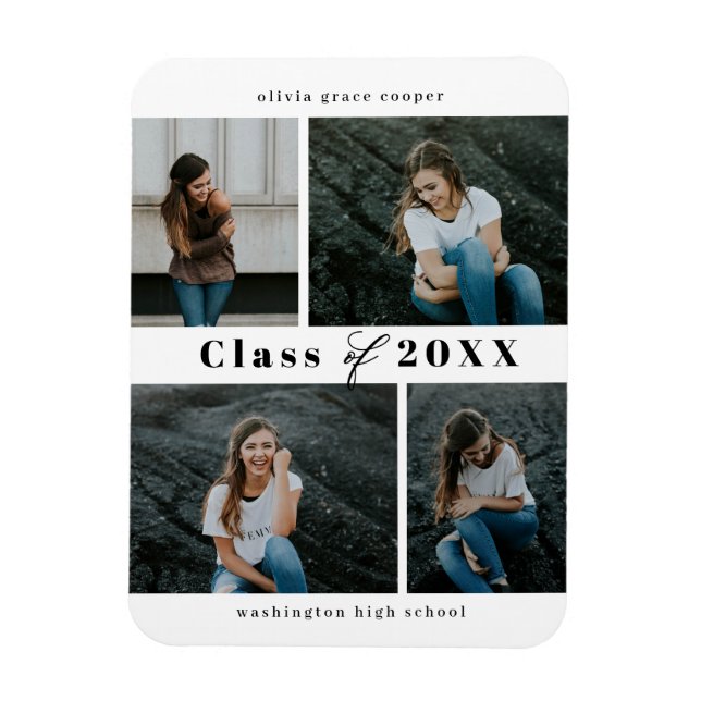 Raffiniertes Collage EDITABLE Abschluss Magnet (Vertikal)