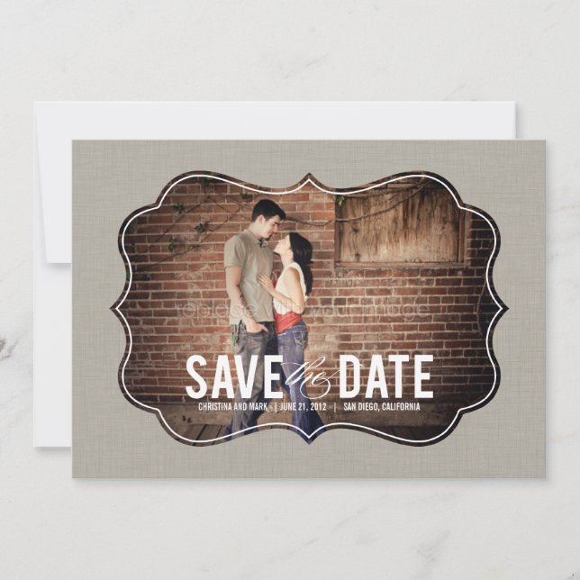 Raffiniertes Elegance-Foto Save the Date - Khaki (Vorderseite)