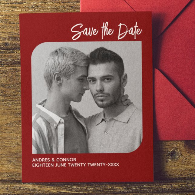 Raffiniertes Foto Save the Date Ruby Red Card (Von Creator hochgeladen)