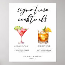 Raffiniertes Menü mit Cocktails für Hochzeiten Poster