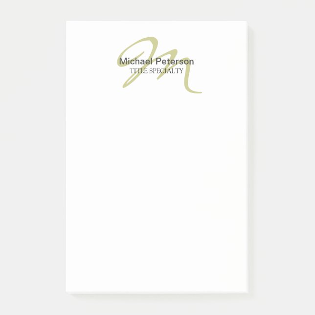 Raffiniertes Schriftmonogramm Initiale Modern Post-it Klebezettel (Vorderseite)