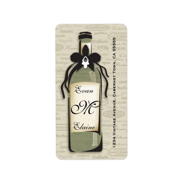 Raffiniertes Weinkeller Adressaufkleber (Vorne)