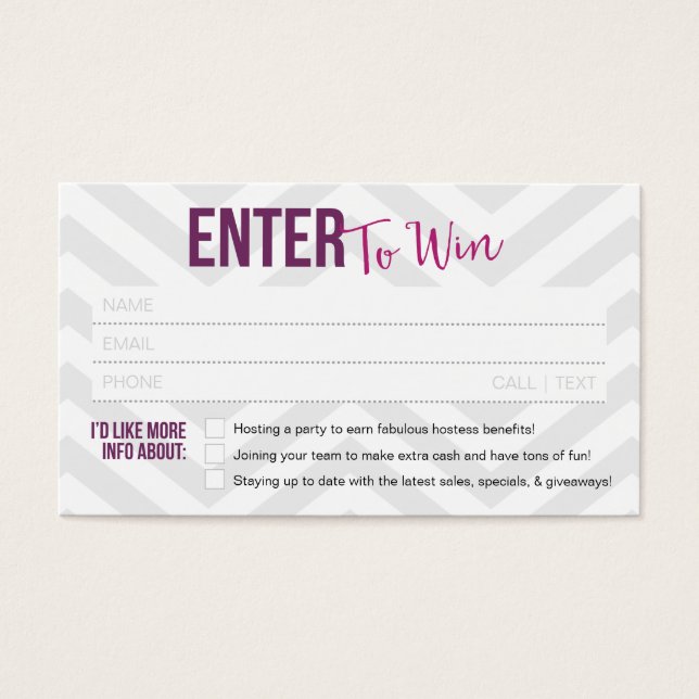 Raffle Ticket / Door Prize Business Cards (Vorderseite)