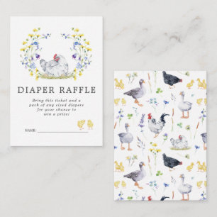 Raffle Ticket für Babydusche Hühner mit Blumenbe Begleitkarte