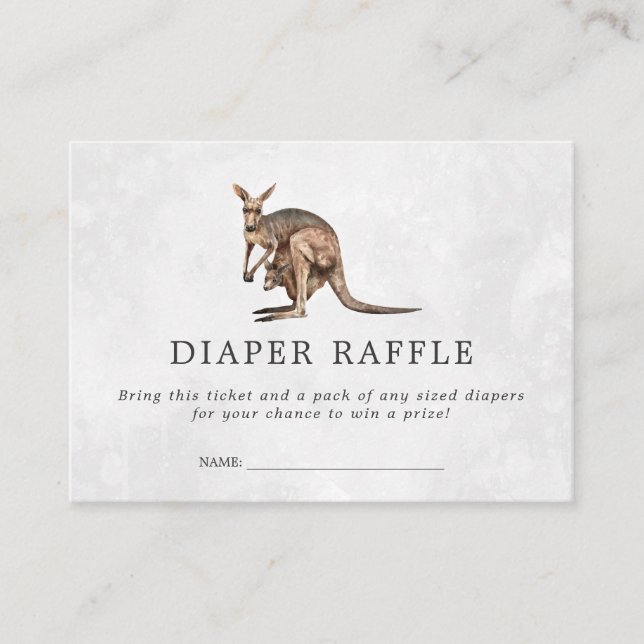 Raffle Ticket für Babydusche | Kangaroo Baby Begleitkarte (Vorderseite)