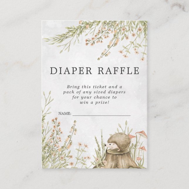Raffle Ticket für Babydusche | Waldtier Begleitkarte (Vorderseite)