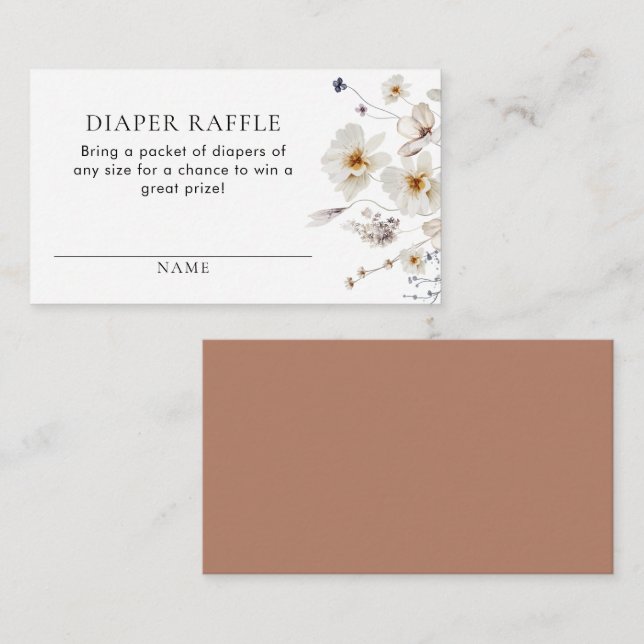 Raffle Ticket für das neutrale Windeln von Boho Ge Begleitkarte (Vorne/Hinten)