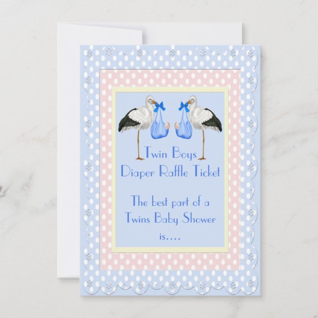 Raffle Ticket für das Windrad "Twin Boys Baby Shoo Einladung (Vorderseite)