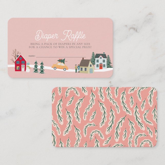 Raffle Ticket für die Stadt/Dorf Rosa Windeln Begleitkarte (Vorne/Hinten)