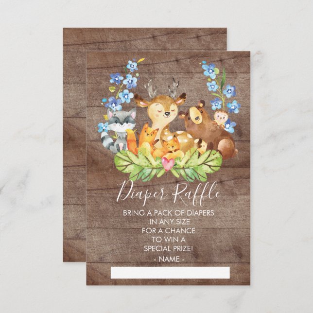 Raffle Ticket für Woodland Animals Baby Showdusche Einladung (Vorne/Hinten)