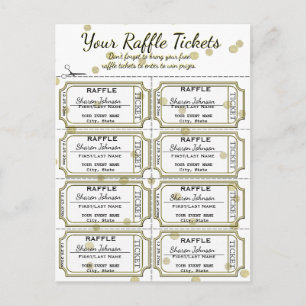 Raffle Tickets Golden Confetti Postkarte