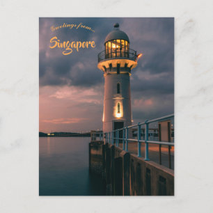 Raffles Marina Leuchtturm in Singapur Postkarte