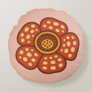 Rafflesia-Blume – Retro-Illustrationsdesign Rundes Kissen