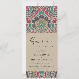 RAFT BOHO TRIBAL IKAT PINK AQUAMARIN SAVE THE DATE EINLADUNG