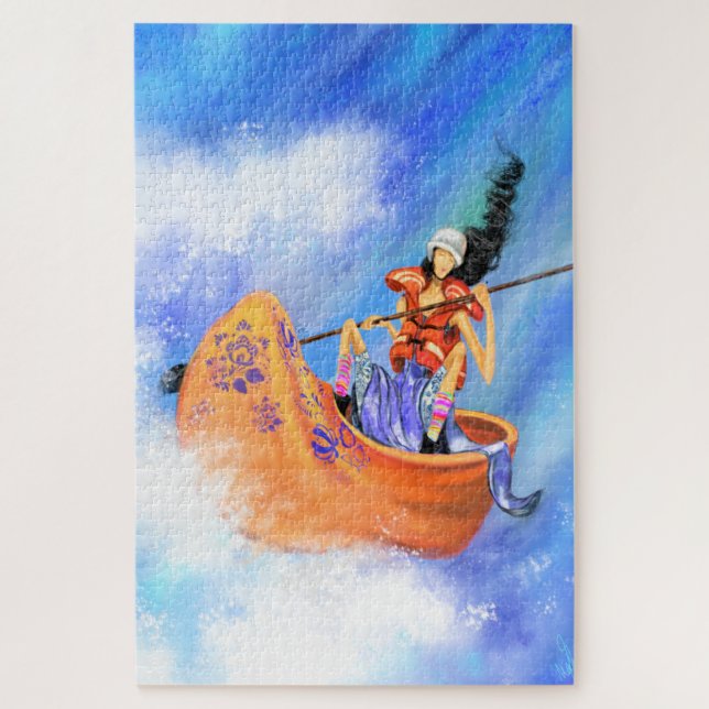 Rafting Girl Puzzle - Malerei (Vertikal)