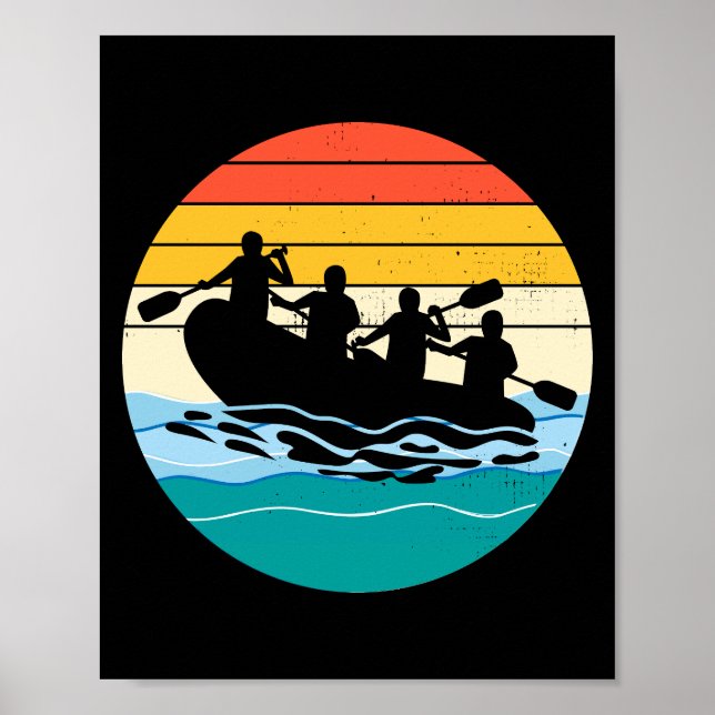 Rafting Team Raft White Water Rafter Paddel Retro Poster (Vorne)
