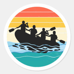 Rafting Team Raft White Water Rafter Paddel Retro Runder Aufkleber