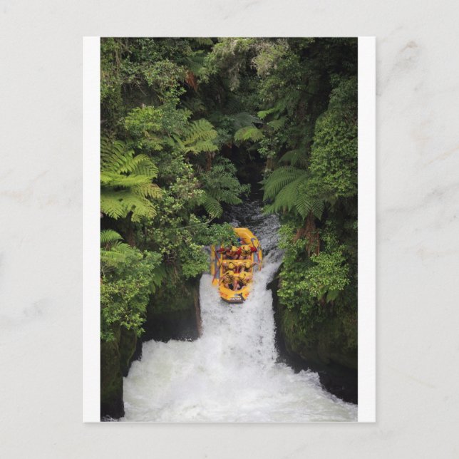 Rafting über den Wasserfall Neuseeland Postkarte (Vorderseite)