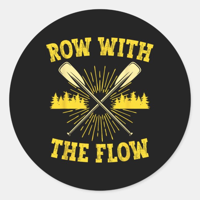 Rafting Whitewater Rafter Row mit Flow Runder Aufkleber (Vorderseite)