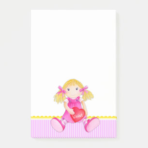 Rag doll Aquarellkunst benannt Post, die Post-it Klebezettel
