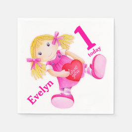 Rag doll art girls 1 Geburtstagsnapkins Serviette