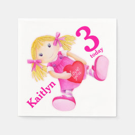 Rag doll art girls 3e Birthday napkins Serviette