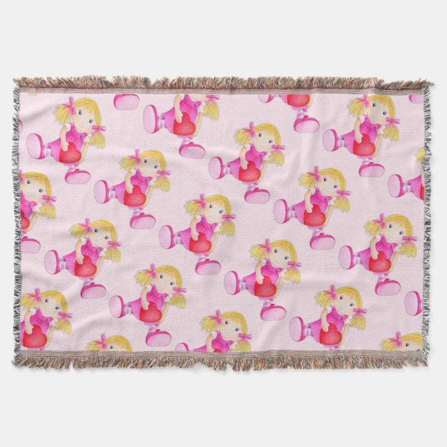 Rag doll Wasserfarbe Art rosa Muster werfen Decke (Vorderseite)