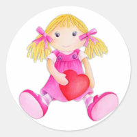 Rag doll whimsisikgirl pink white Aufkleber