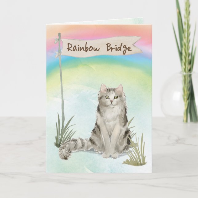 Ragamuffin Katze Beileid über Regenbogenbrücke Karte (Vorderseite)