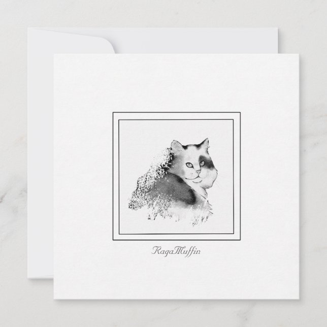 RagaMuffin Katzenkohle gezeichnet Mitteilungskarte (Vorderseite)