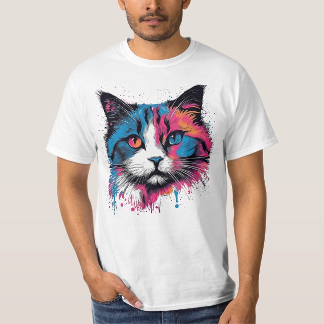 Ragdoll Art Co. Expressive Pop-Art Ragdoll Cat Des T-Shirt (Vorderseite)
