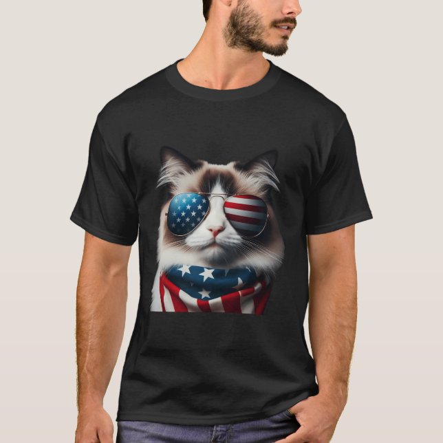 Ragdoll Cat 4. Juli Independence Day Ewner T-Shirt (Vorderseite)