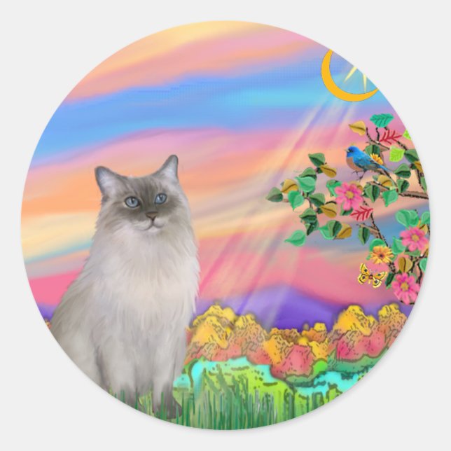 Ragdoll Cat (Blue Point) - Day Star Runder Aufkleber (Vorderseite)